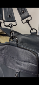 Navy Blue Leather Cabin Baggage hold-all