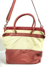 Load image into Gallery viewer, Dusky Pink &amp; Cream leather Mary Poppins style Gladstone Bag

