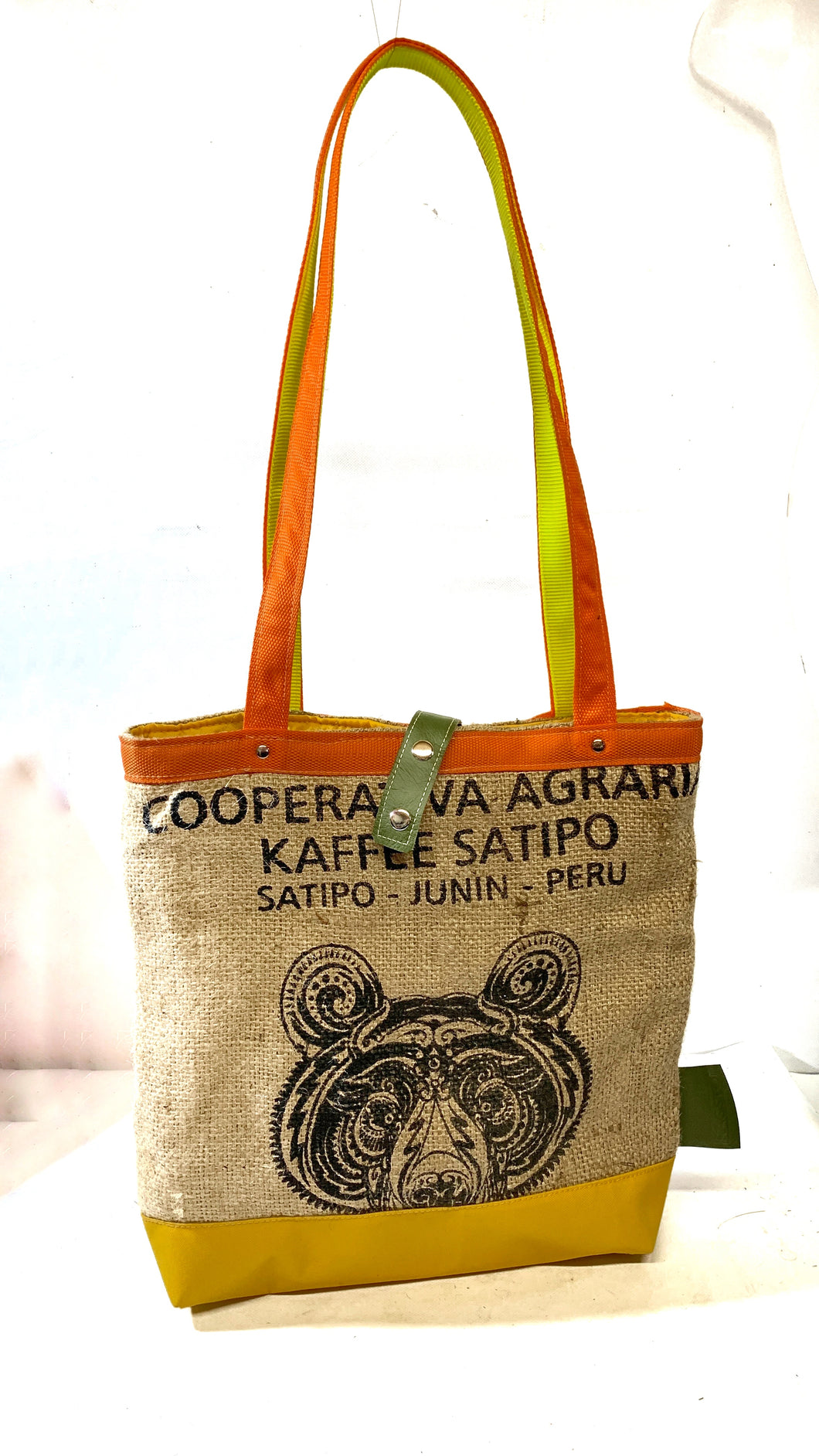 Upcycled Coffee Bear Beach / Tote Bag - eco & green!