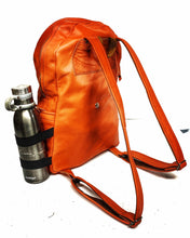 Load image into Gallery viewer, Handmade Orange &amp; Tan Leather Backpack

