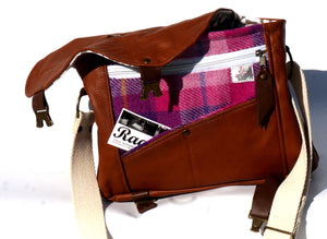 Tan Leather & Harris Tweed Bag