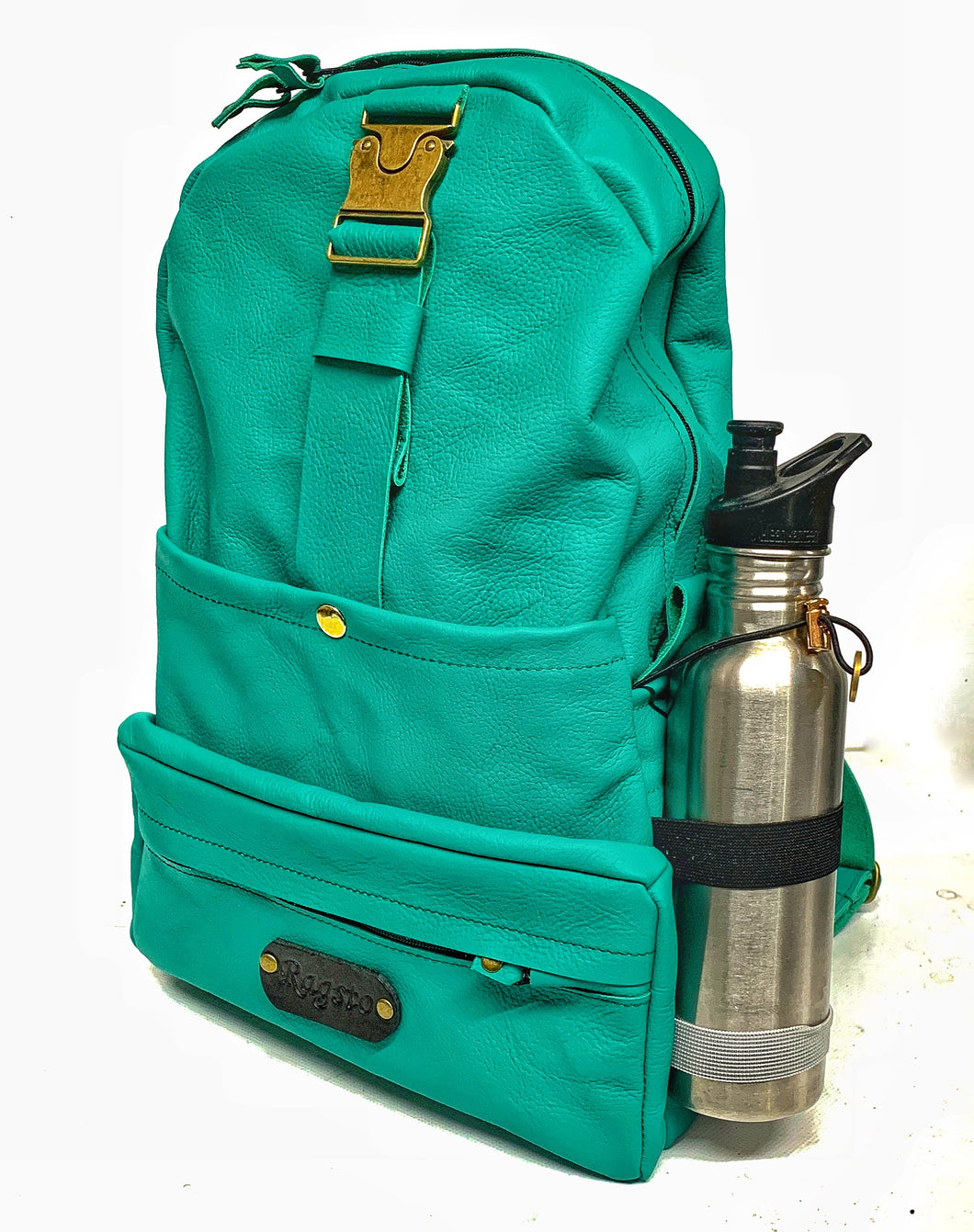 Handmade Green Teal Leather Backpack