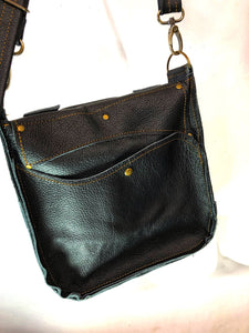 Raw Leather Satchel Small in Black