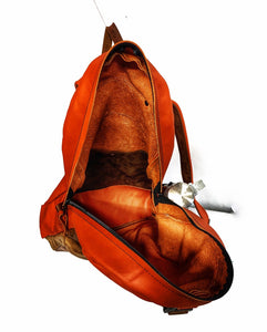 Handmade Orange & Tan Leather Backpack