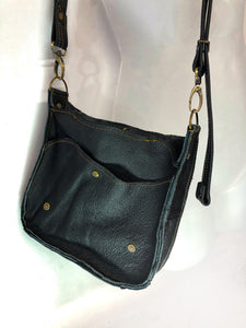 Raw Leather Satchel Small in Black