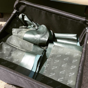 British Racing Green leather & Jaguar branded fabric