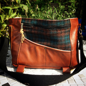 Tan Leather & Harris Tweed Bag