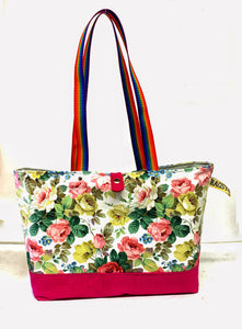 Limited Edition Fabric & Pink Leather Tote bag