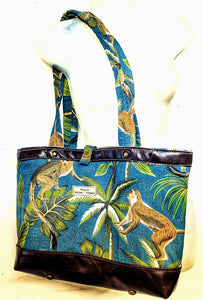 Limited Edition Monkey Fabric & Leather Tote bag