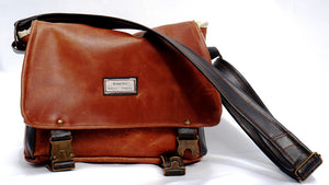 Upcycled medium sized leather shoulder bag